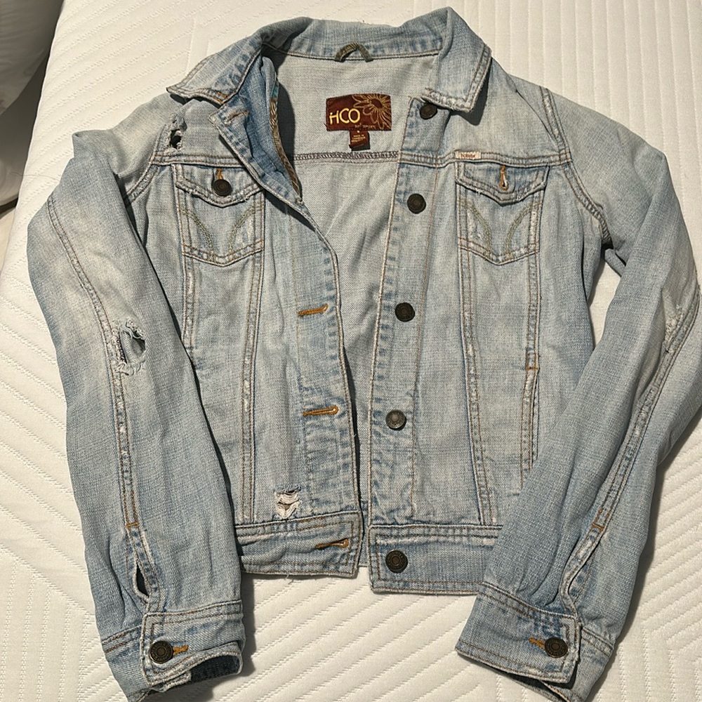 *2 for $10*  Hollister distressed light wash, jean jacket